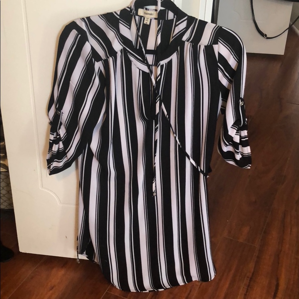 Stripped long sleeve blouse